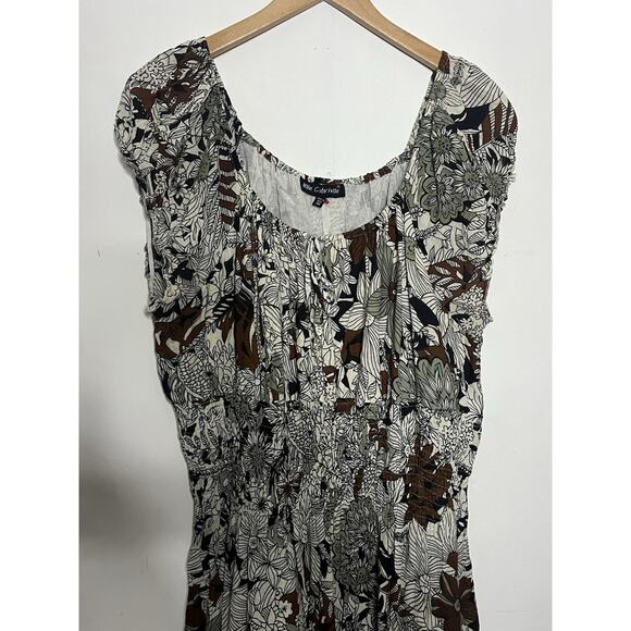 Mlle Gabrielle Floral Smocked Waist Elastic Sleeve Midi Dress Women’s Size 3X - Picture 4 of 11